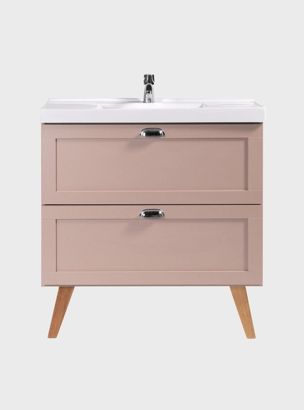 On Móveis Conjuntos de móveis para banheiro Gabinete para Banheiro com Cuba e Espelheira 80cm Retro Mdf Rosa Milano - On Móveis