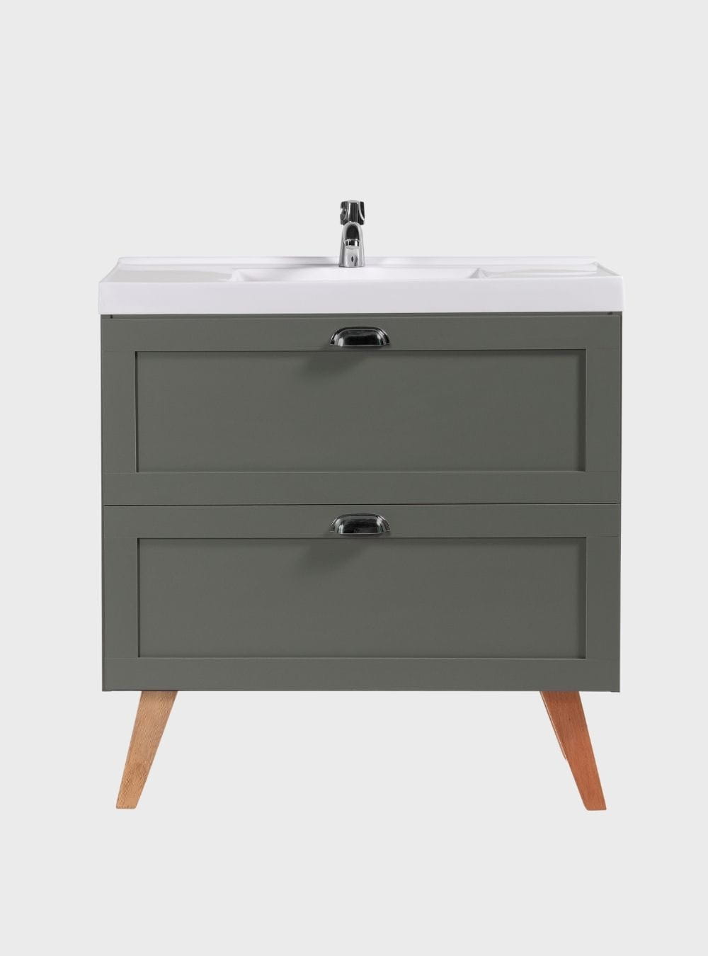 On Móveis Conjuntos de móveis para banheiro Gabinete para Banheiro com Cuba e Espelheira 80cm Retro Mdf Verde Milano - On Móveis