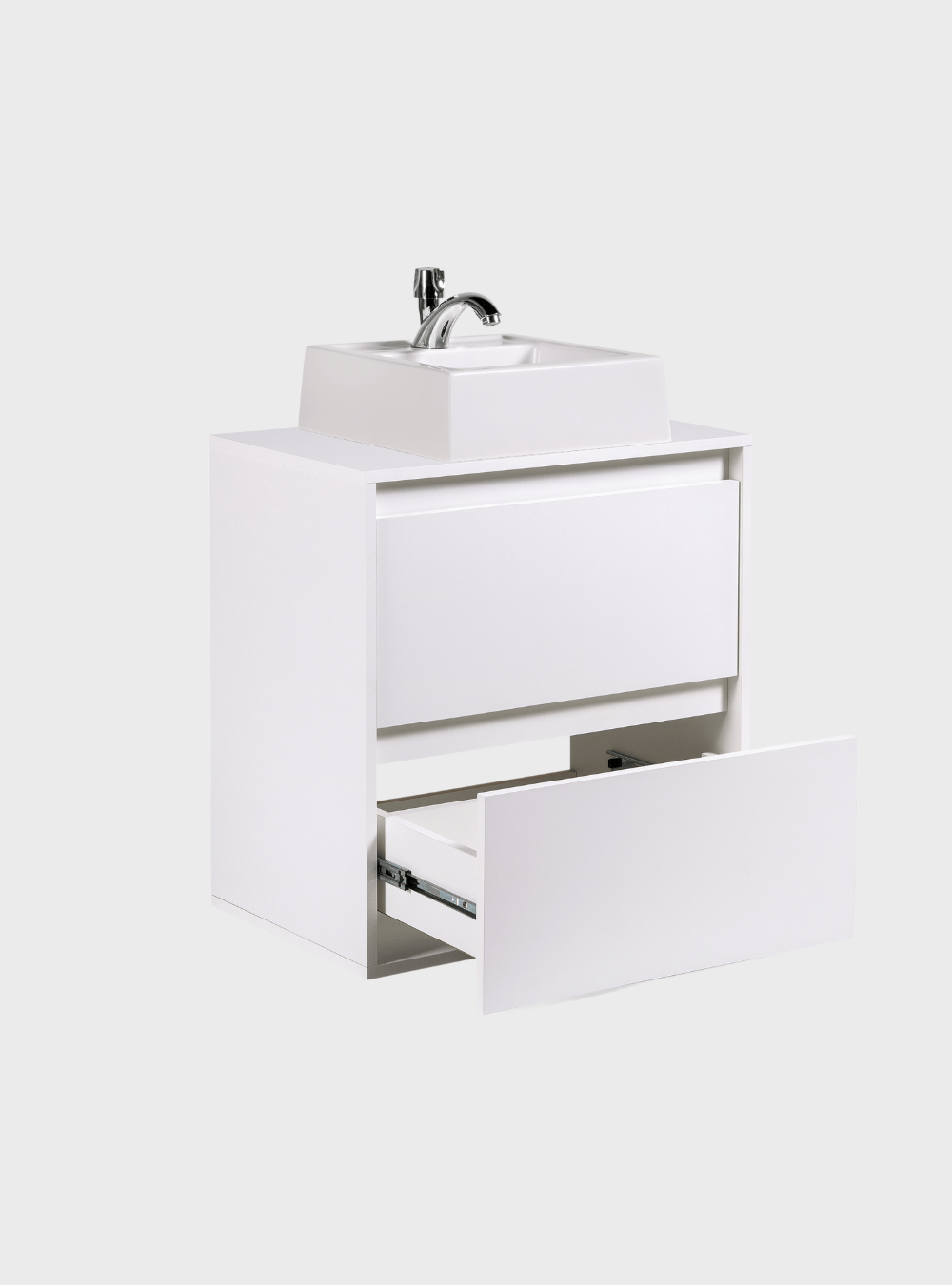 On Móveis Conjuntos de móveis para banheiro Gabinete para Banheiro com Cuba e Espelheira com Led 60cm Mdf Branco Dubai - On Móveis