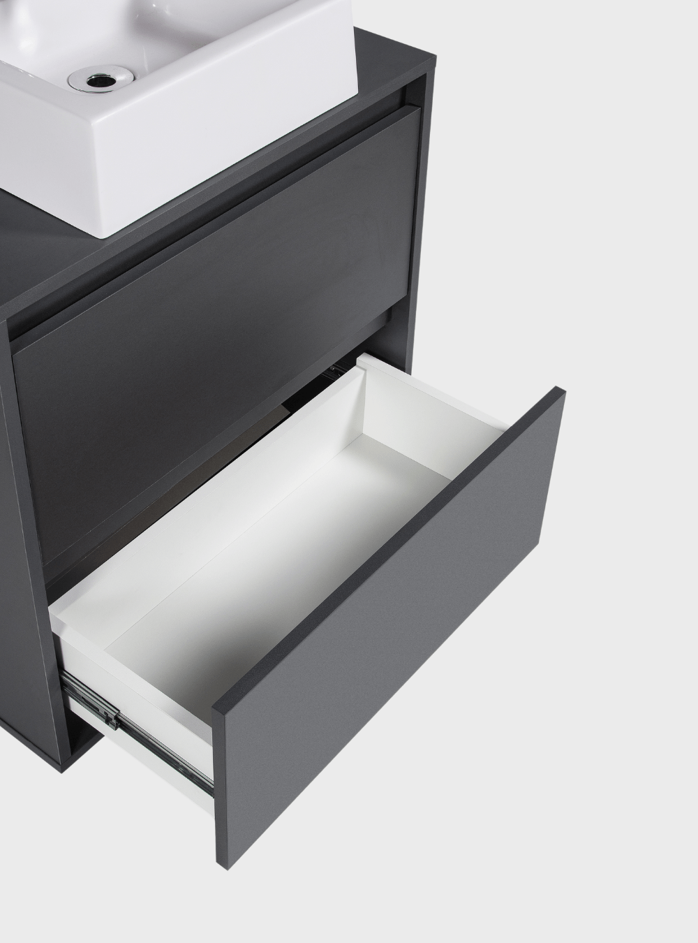 On Móveis Conjuntos de móveis para banheiro Gabinete para Banheiro com Cuba e Espelheira com Led 60cm Mdf Grafite Dubai - On Móveis