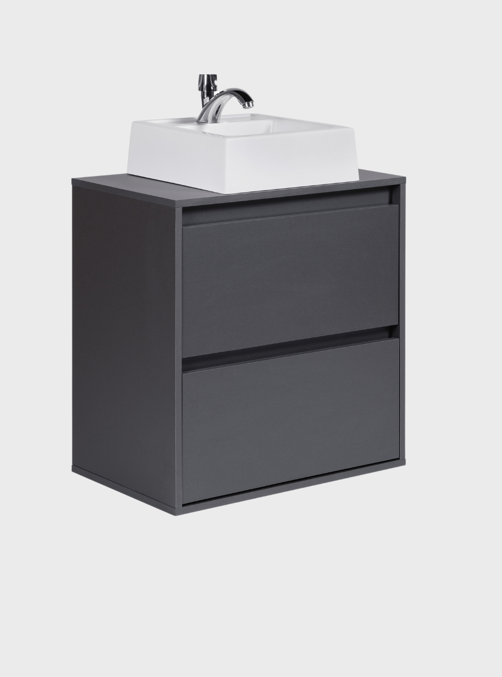 On Móveis Conjuntos de móveis para banheiro Gabinete para Banheiro com Cuba e Espelheira com Led 60cm Mdf Grafite Dubai - On Móveis