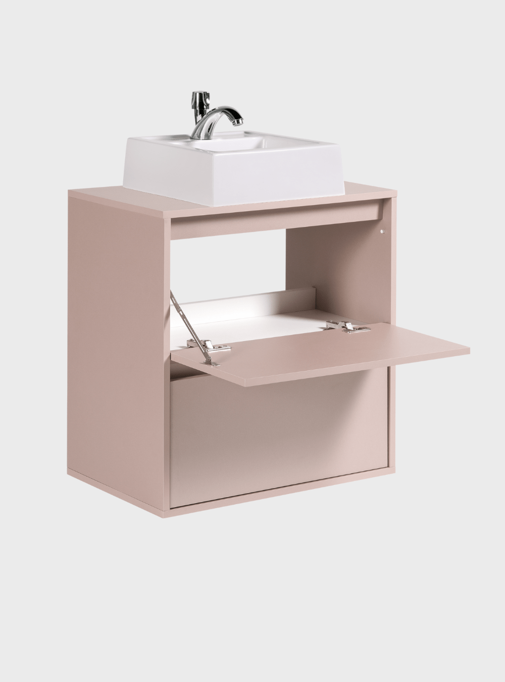 On Móveis Conjuntos de móveis para banheiro Gabinete para Banheiro com Cuba e Espelheira com Led 60cm Mdf Rosa Dubai - On Móveis