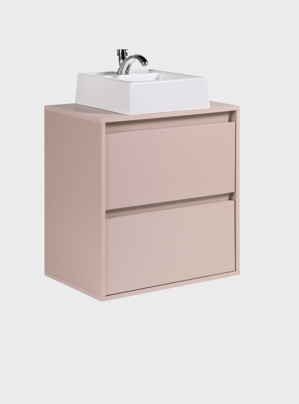 On Móveis Conjuntos de móveis para banheiro Gabinete para Banheiro com Cuba e Espelheira com Led 60cm Mdf Rosa Dubai - On Móveis