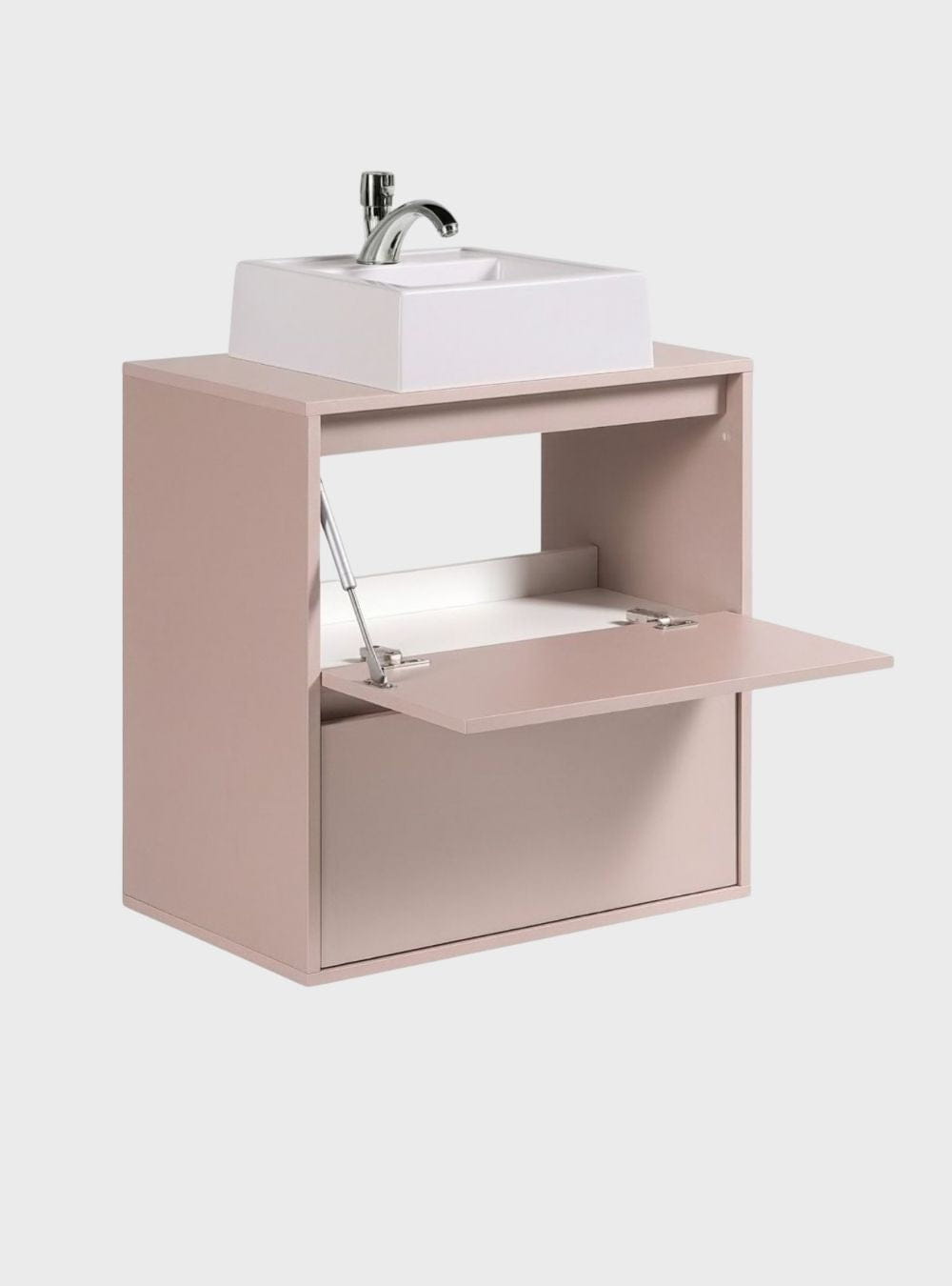 On Móveis Conjuntos de móveis para banheiro Gabinete para Banheiro com Cuba e Espelho 60cm Mdf Rosa Dubai - On Móveis