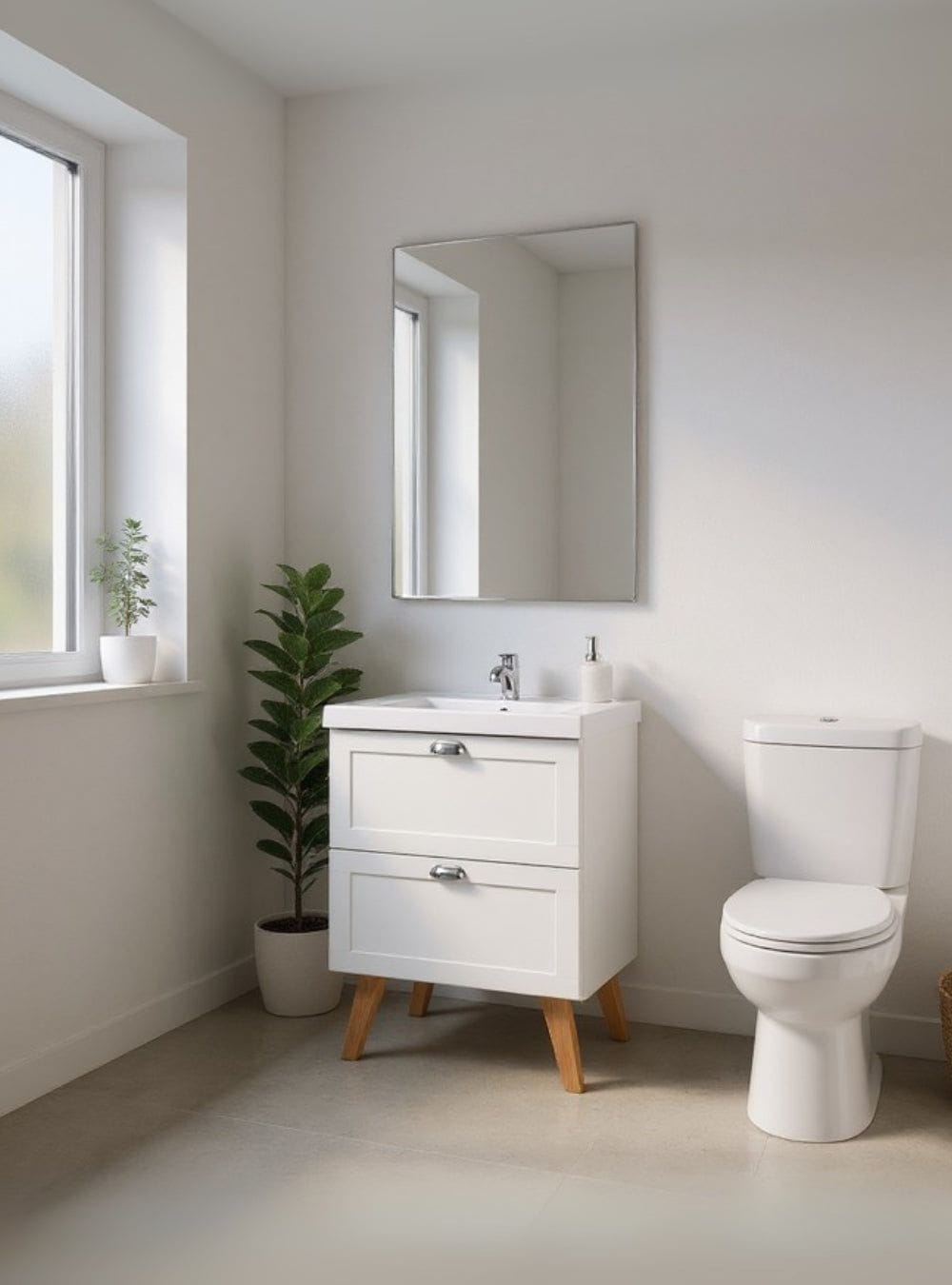 On Móveis Conjuntos de móveis para banheiro Gabinete para Banheiro com Cuba e Espelho 60cm Retro Mdf Branco Milano - On Móveis