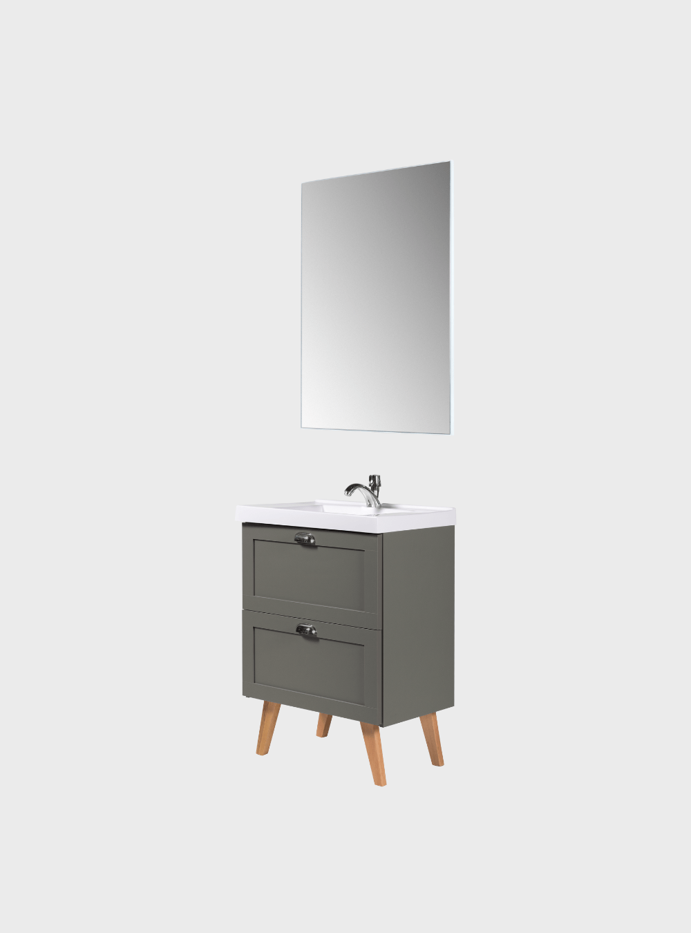 On Móveis Conjuntos de móveis para banheiro Gabinete para Banheiro com Cuba e Espelho 60cm Retro Mdf Verde Milano - On Móveis