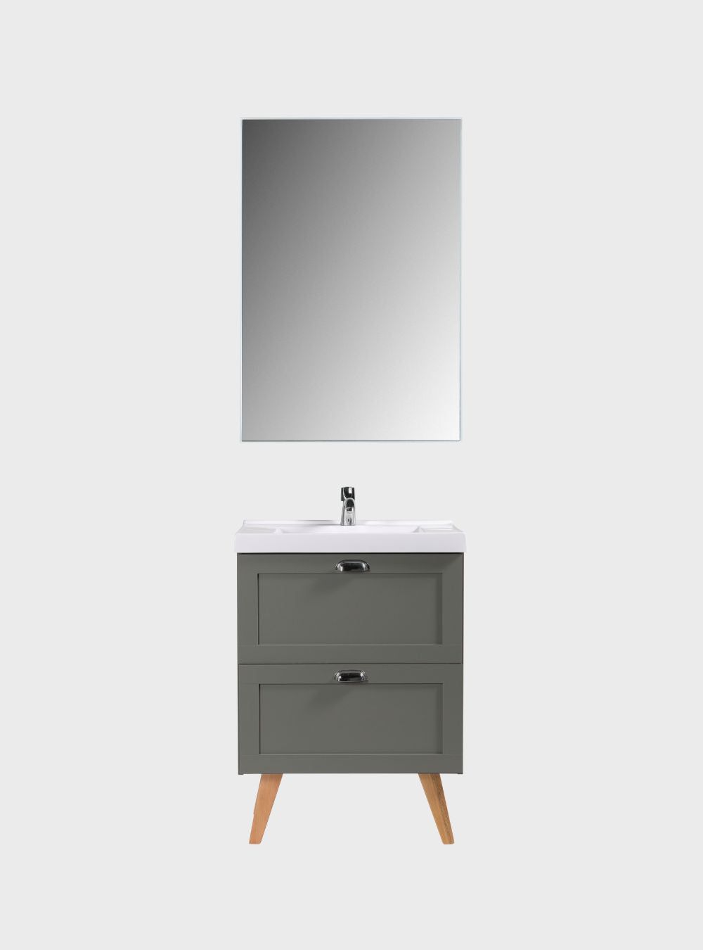 On Móveis Conjuntos de móveis para banheiro Gabinete para Banheiro com Cuba e Espelho 60cm Retro Mdf Verde Milano - On Móveis