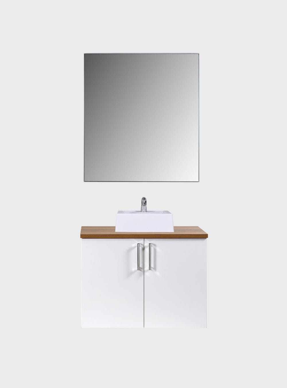On Móveis Conjuntos de móveis para banheiro Gabinete para Banheiro com Cuba e Espelho 80cm Mdf Freijo com Branco Paris - On Móveis