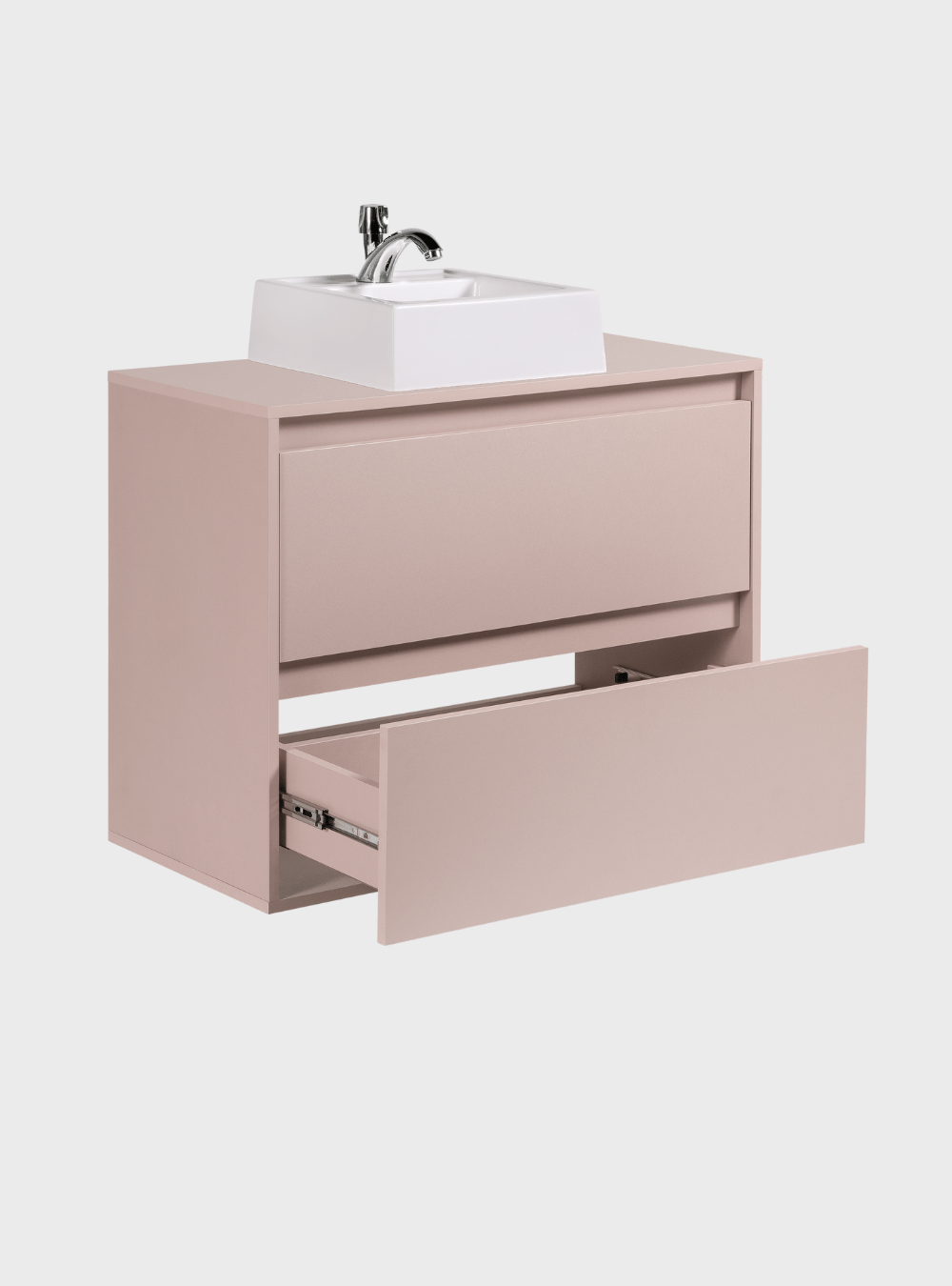 On Móveis Conjuntos de móveis para banheiro Gabinete para Banheiro com Cuba e Espelho 80cm Mdf Rosa Dubai - On Móveis