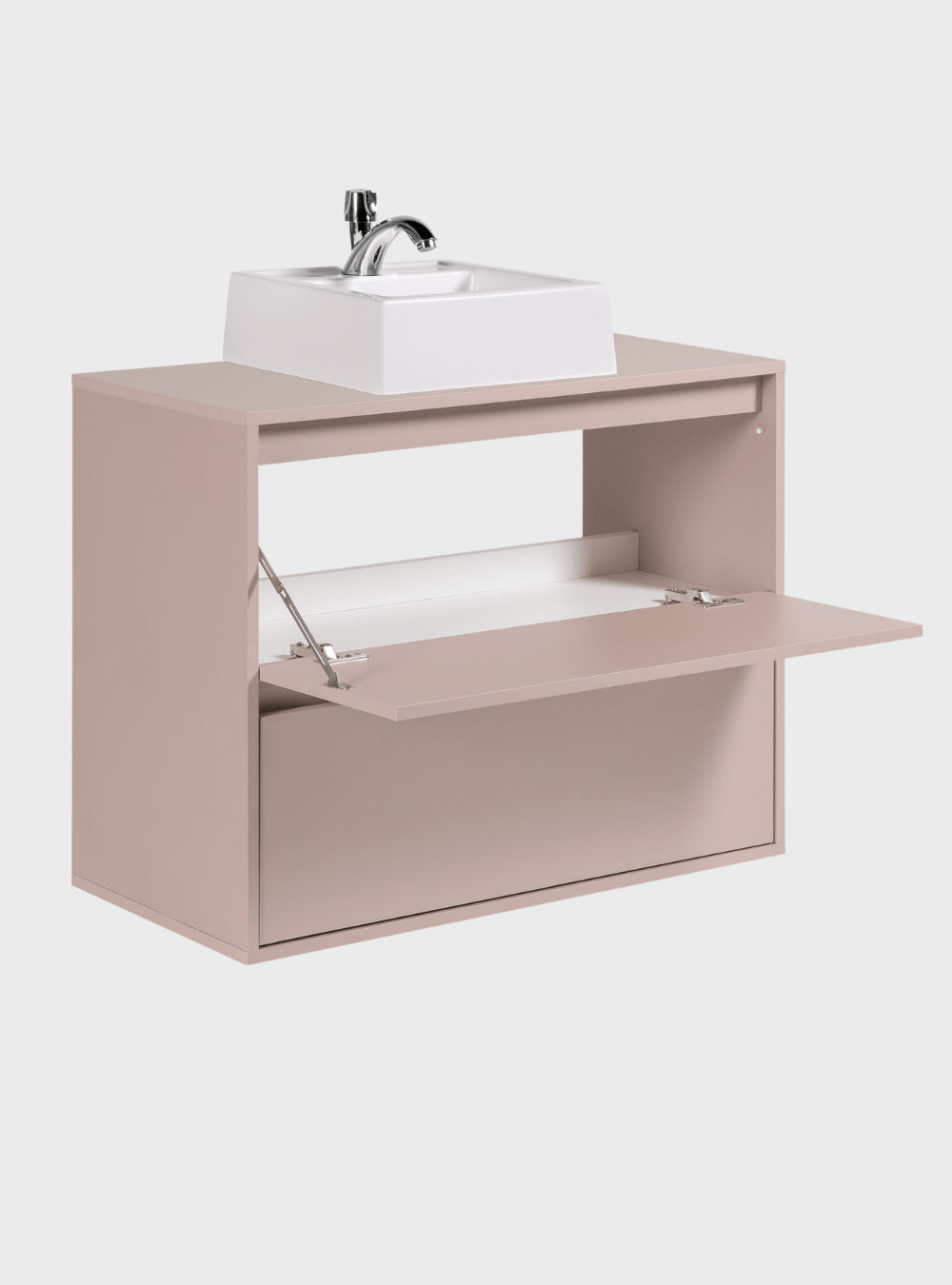 On Móveis Conjuntos de móveis para banheiro Gabinete para Banheiro com Cuba e Espelho 80cm Mdf Rosa Dubai - On Móveis