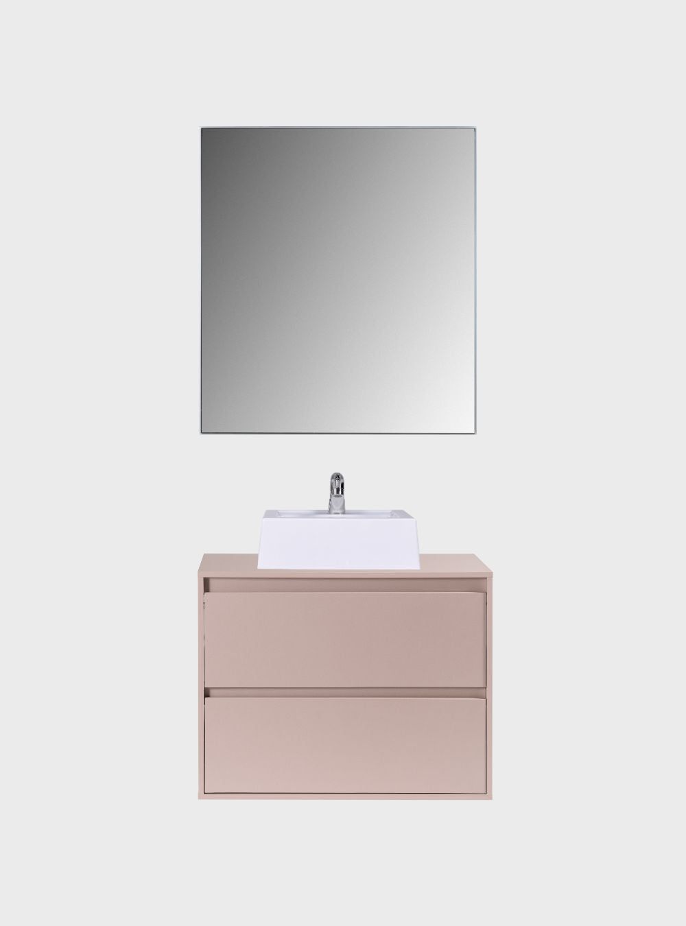 On Móveis Conjuntos de móveis para banheiro Gabinete para Banheiro com Cuba e Espelho 80cm Mdf Rosa Dubai - On Móveis