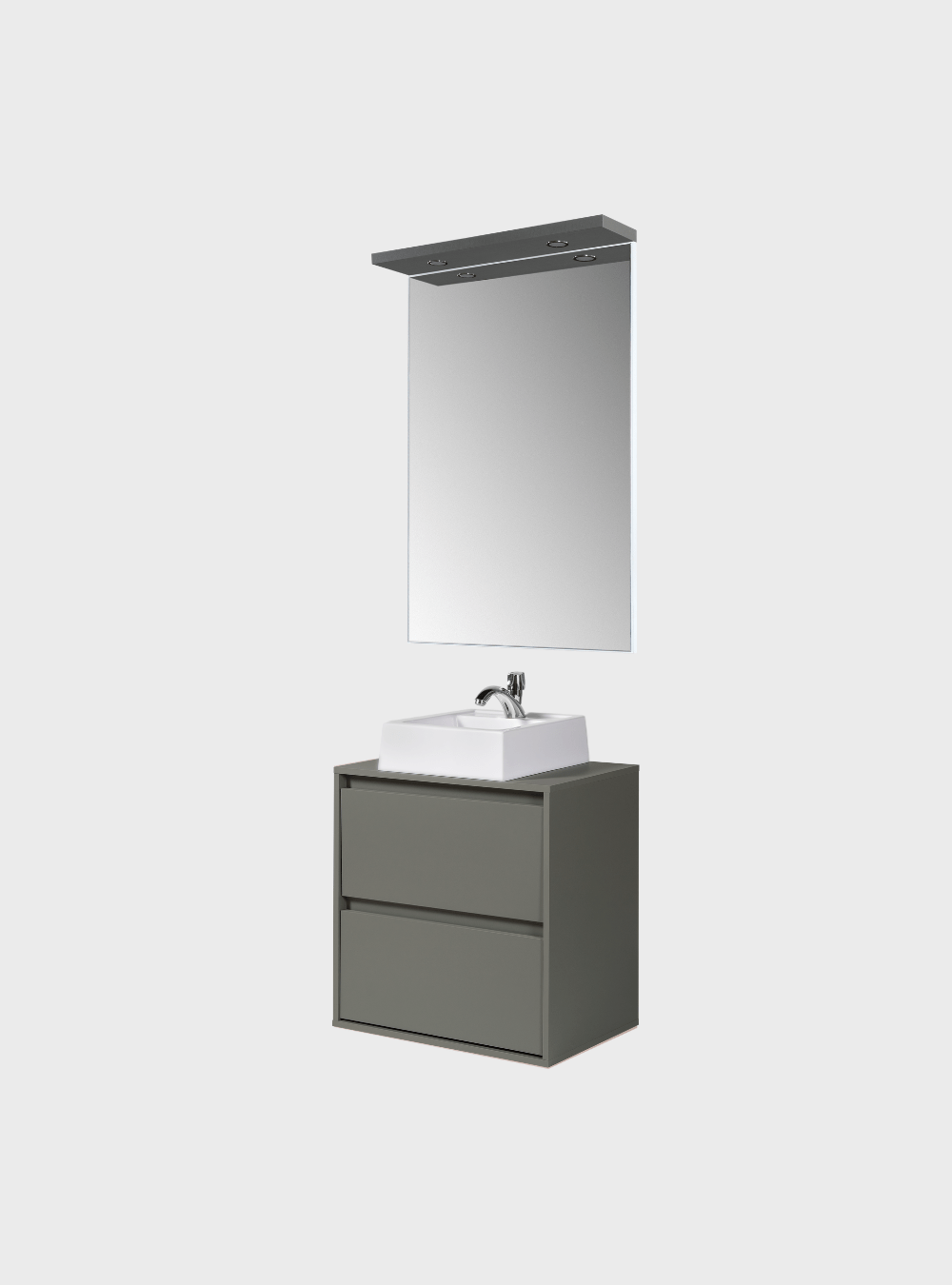 On Móveis Conjuntos de móveis para banheiro Gabinete para Banheiro com Cuba e Espelho com Led 60cm Mdf Verde Dubai - On Móveis