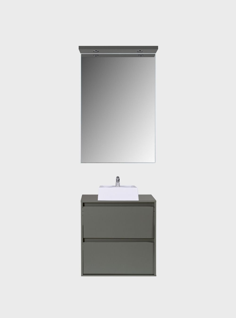 On Móveis Conjuntos de móveis para banheiro Gabinete para Banheiro com Cuba e Espelho com Led 60cm Mdf Verde Dubai - On Móveis