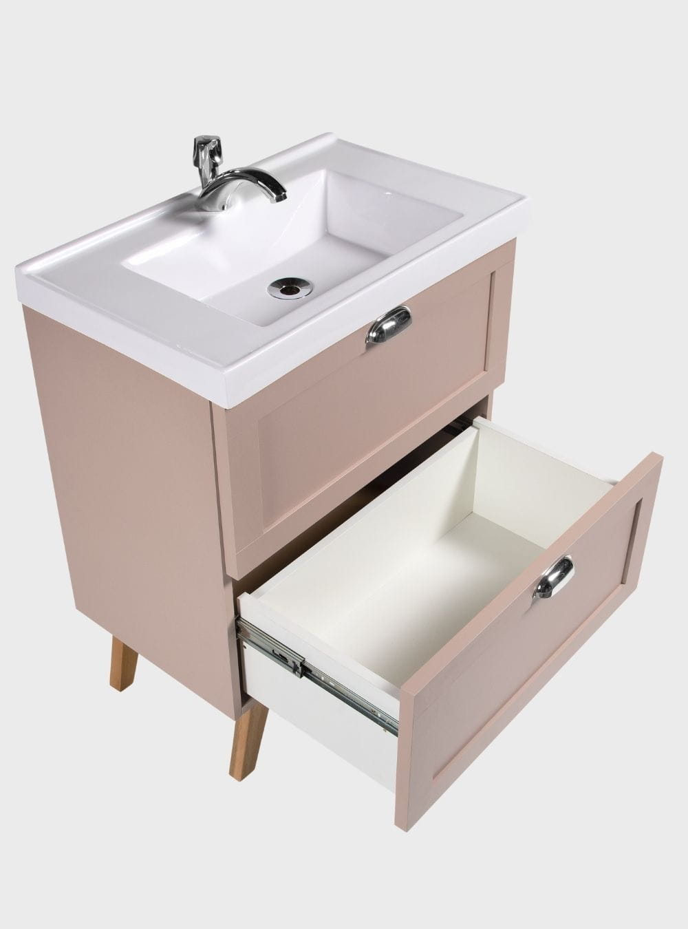 On Móveis Conjuntos de móveis para banheiro Gabinete para Banheiro com Cuba e Espelho com Led 60cm Retro Mdf Rosa Milano - On Móveis