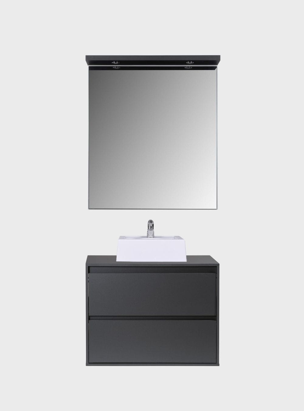 On Móveis Conjuntos de móveis para banheiro Gabinete para Banheiro com Cuba e Espelho com Led 80cm Mdf Grafite Dubai - On Móveis