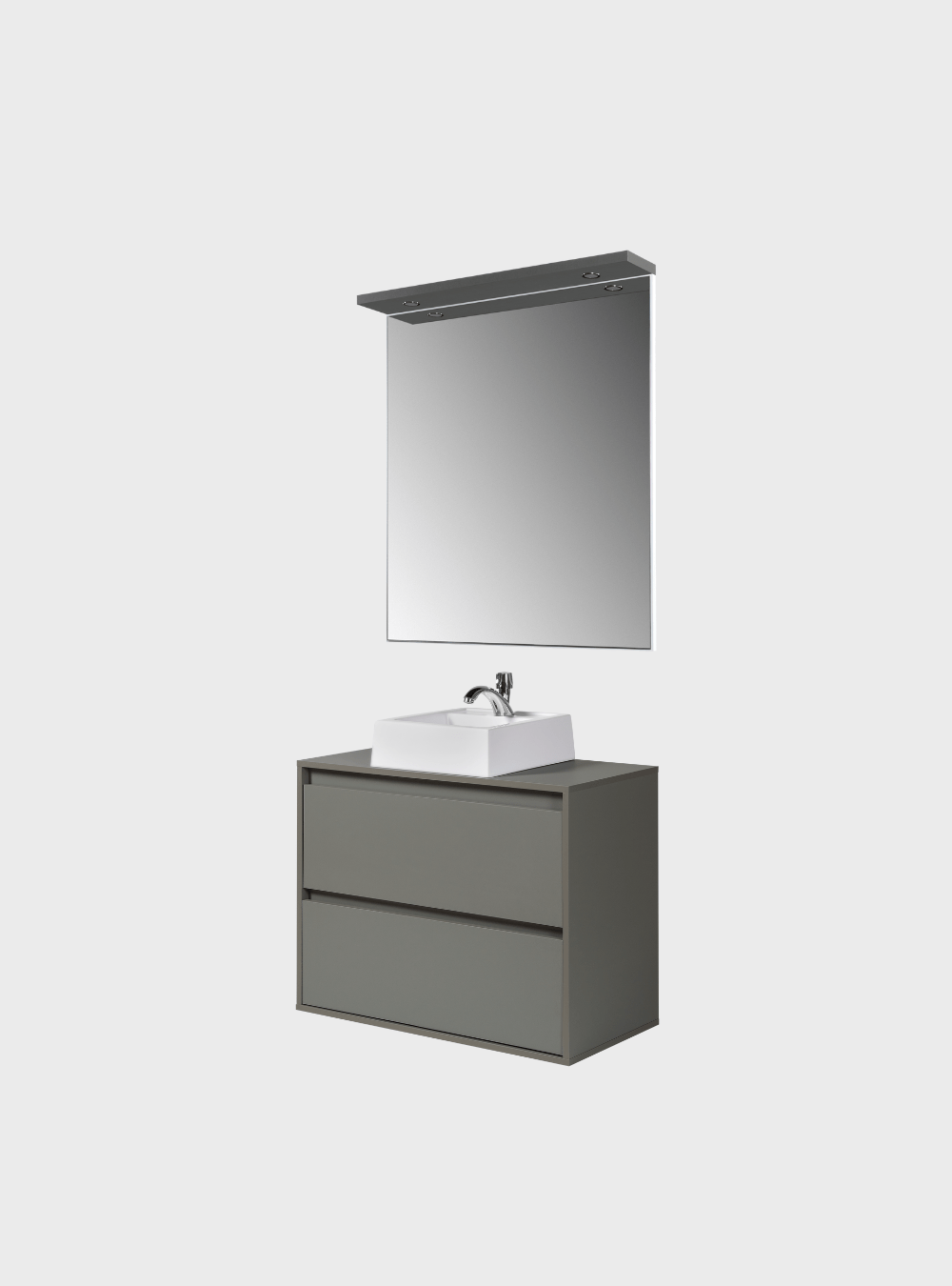 On Móveis Conjuntos de móveis para banheiro Gabinete para Banheiro com Cuba e Espelho com Led 80cm Mdf Verde Dubai - On Móveis