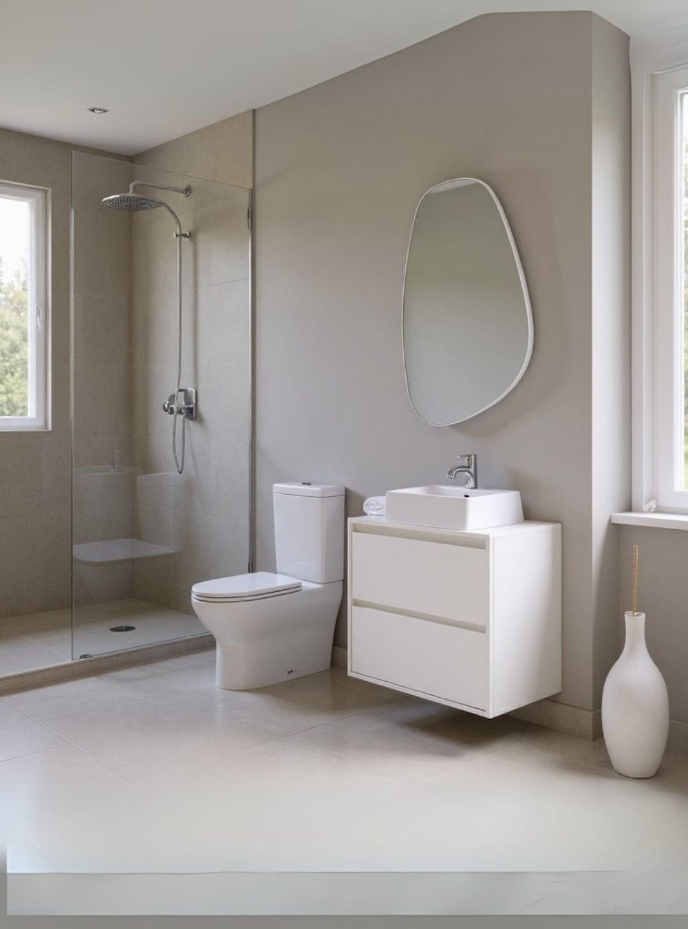 On Móveis Conjuntos de móveis para banheiro Gabinete para Banheiro com Cuba e Espelho Orgânico 60cm Mdf Branco Dubai - On Móveis