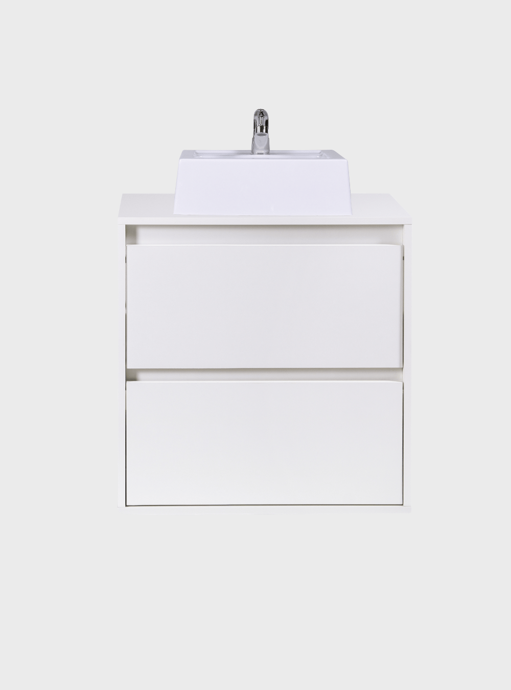 On Móveis Conjuntos de móveis para banheiro Gabinete para Banheiro com Cuba e Espelho Orgânico 60cm Mdf Branco Dubai - On Móveis