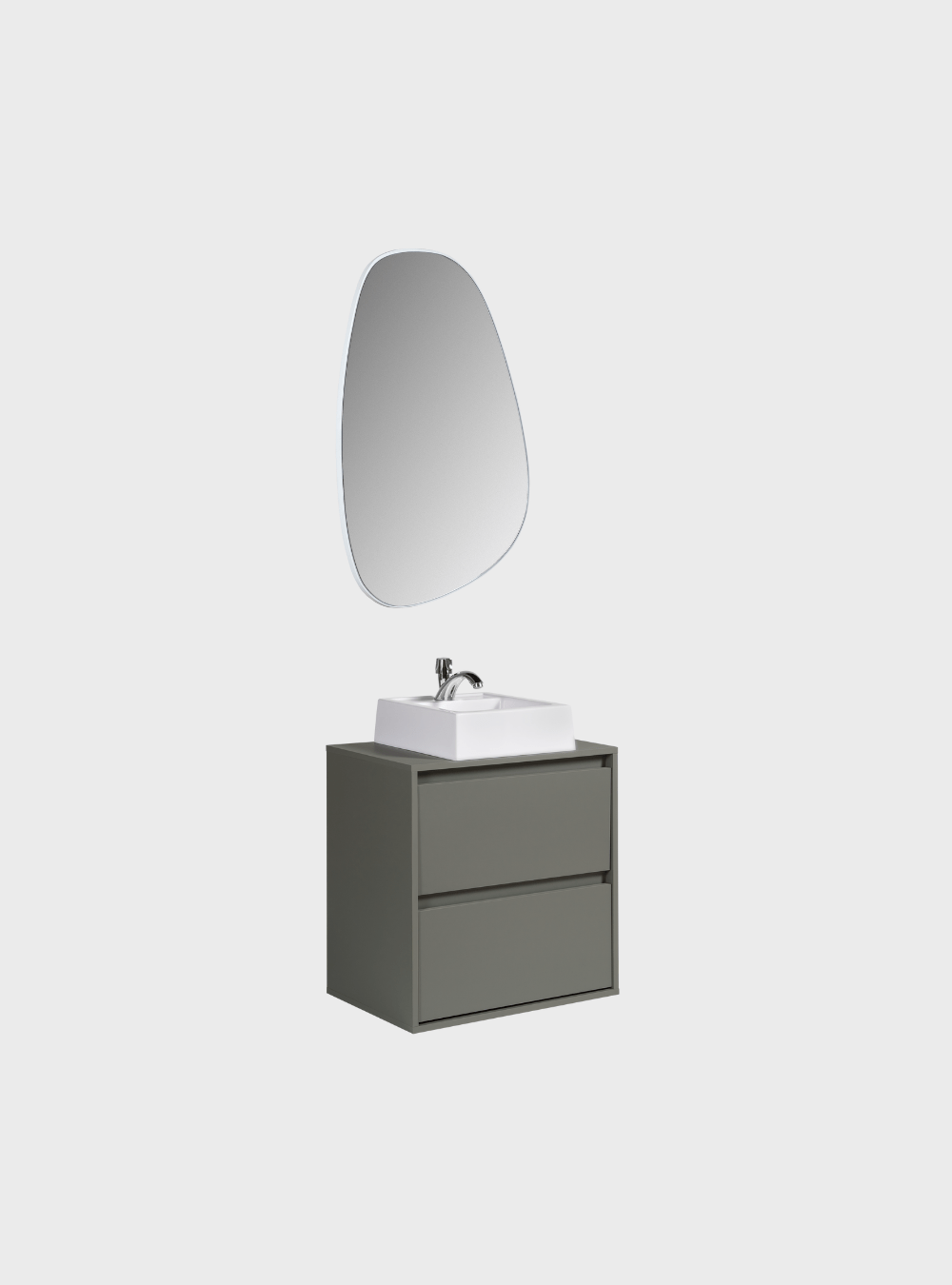 On Móveis Conjuntos de móveis para banheiro Gabinete para Banheiro com Cuba e Espelho Orgânico 60cm Mdf Verde Dubai - On Móveis