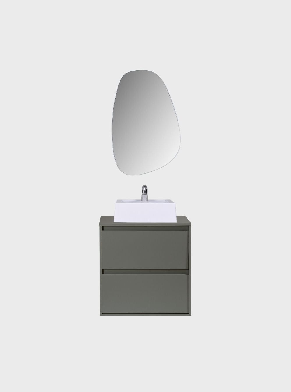 On Móveis Conjuntos de móveis para banheiro Gabinete para Banheiro com Cuba e Espelho Orgânico 60cm Mdf Verde Dubai - On Móveis