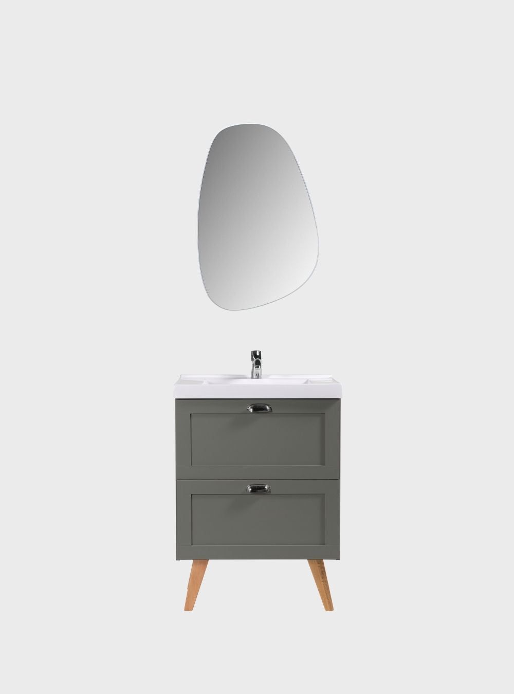 On Móveis Conjuntos de móveis para banheiro Gabinete para Banheiro com Cuba e Espelho Organico 60cm Retro Mdf Verde Milano - On Móveis