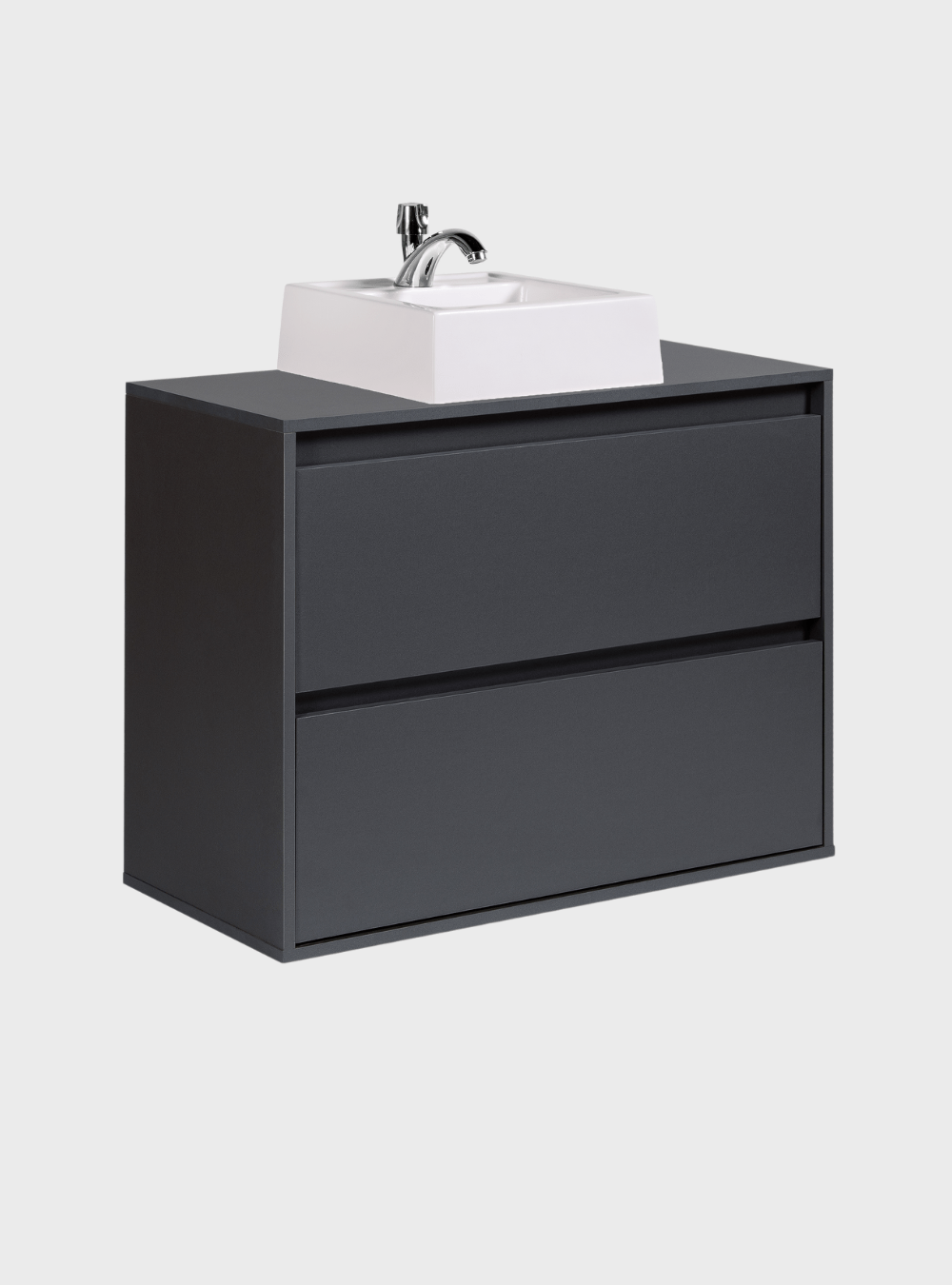 On Móveis Conjuntos de móveis para banheiro Gabinete para Banheiro com Cuba e Espelho Orgânico 80cm Mdf Grafite Dubai - On Móveis