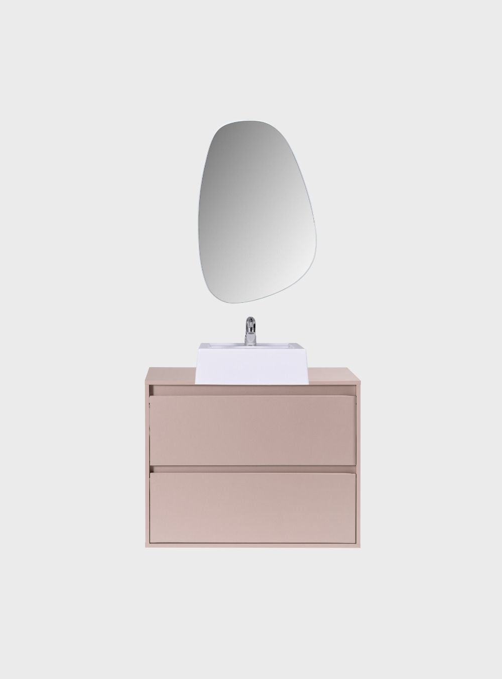 On Móveis Conjuntos de móveis para banheiro Gabinete para Banheiro com Cuba e Espelho Orgânico 80cm Mdf Rosa Dubai - On Móveis