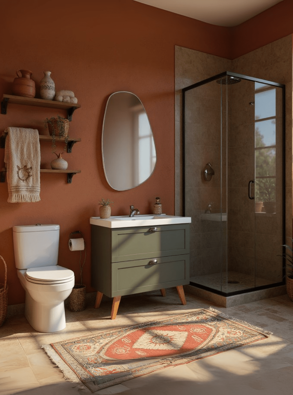 On Móveis Conjuntos de móveis para banheiro Gabinete para Banheiro com Cuba e Espelho Organico 80cm Retro Mdf Verde Milano - On Móveis