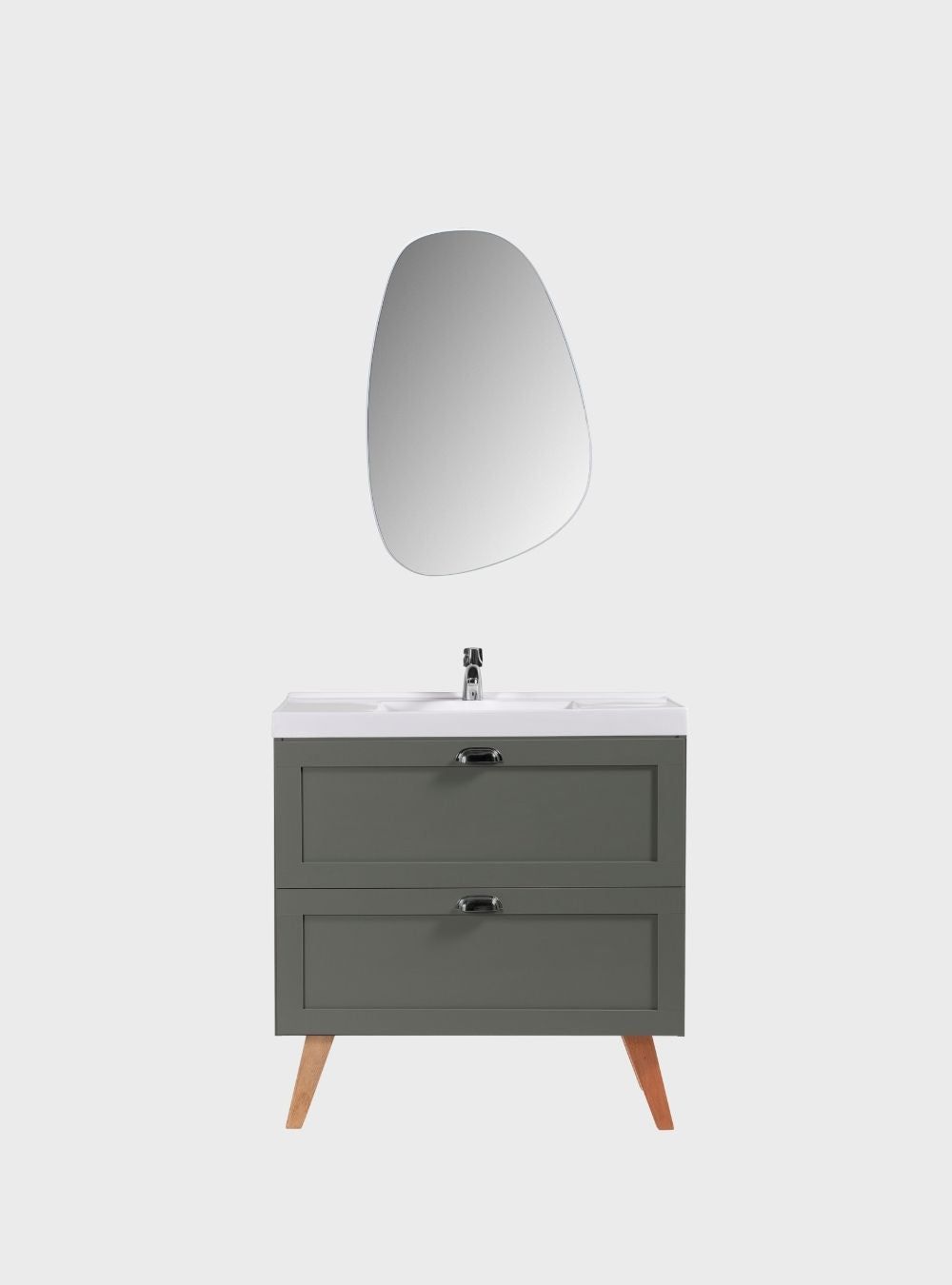 On Móveis Conjuntos de móveis para banheiro Gabinete para Banheiro com Cuba e Espelho Organico 80cm Retro Mdf Verde Milano - On Móveis