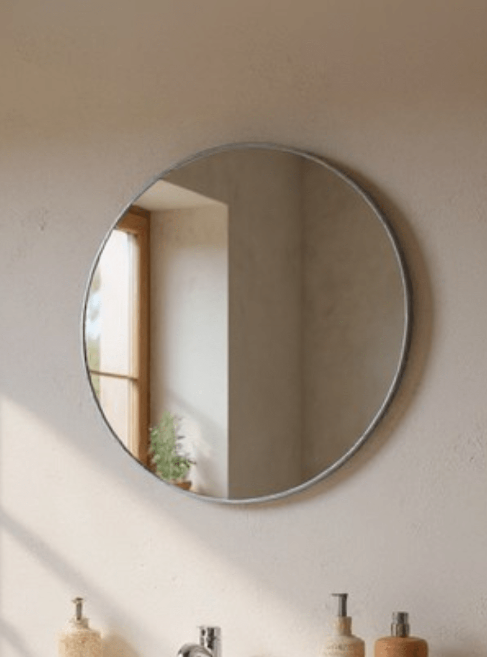 On Móveis Conjuntos de móveis para banheiro Gabinete para Banheiro com Cuba e Espelho Redondo 60cm Mdf Branco Dubai - On Móveis