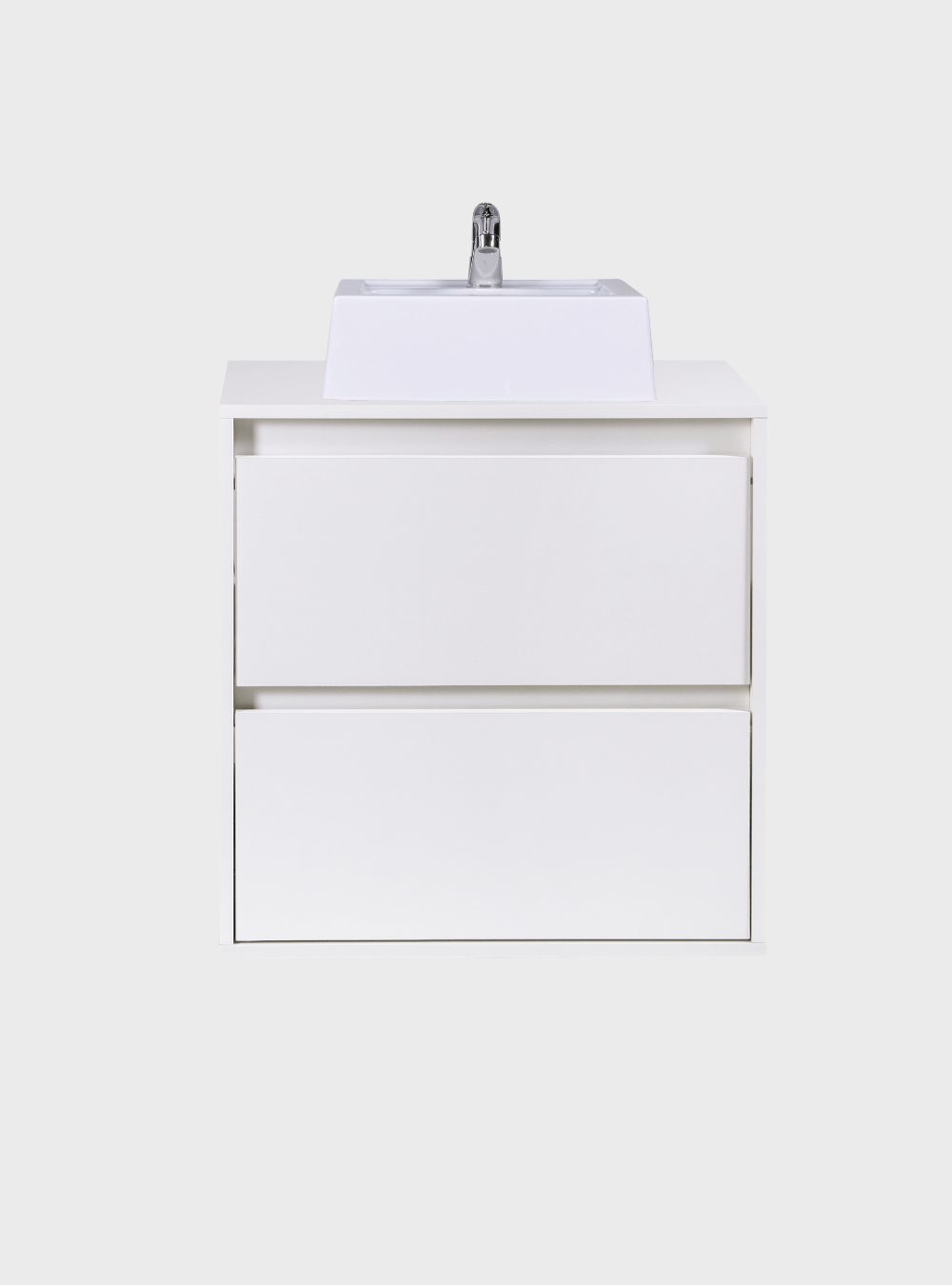 On Móveis Conjuntos de móveis para banheiro Gabinete para Banheiro com Cuba e Espelho Redondo 60cm Mdf Branco Dubai - On Móveis