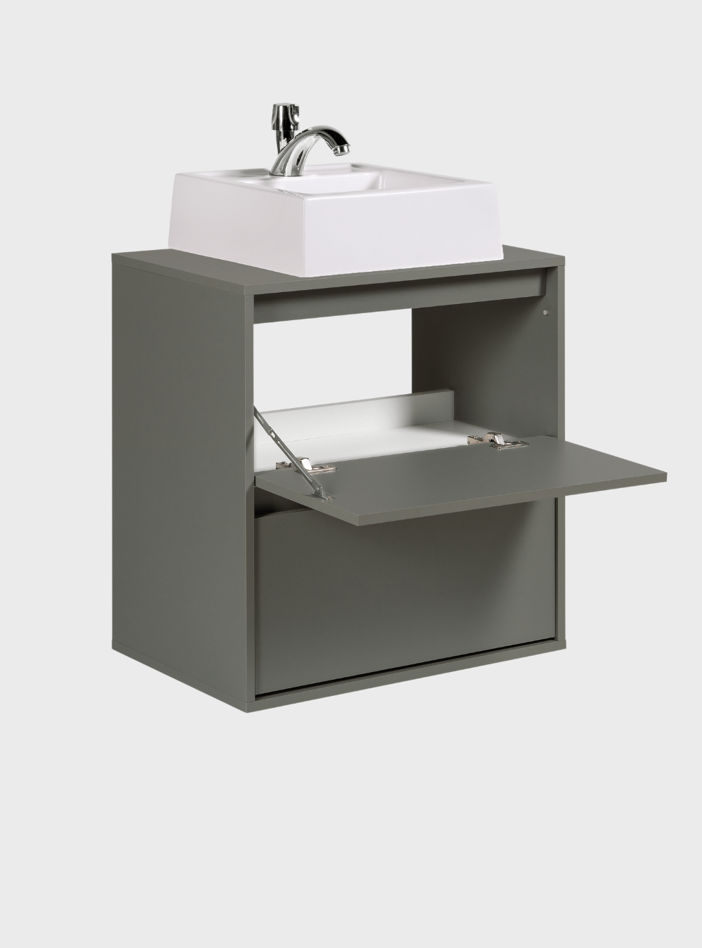 On Móveis Conjuntos de móveis para banheiro Gabinete para Banheiro com Cuba e Espelho Redondo 60cm Mdf Verde Dubai - On Móveis