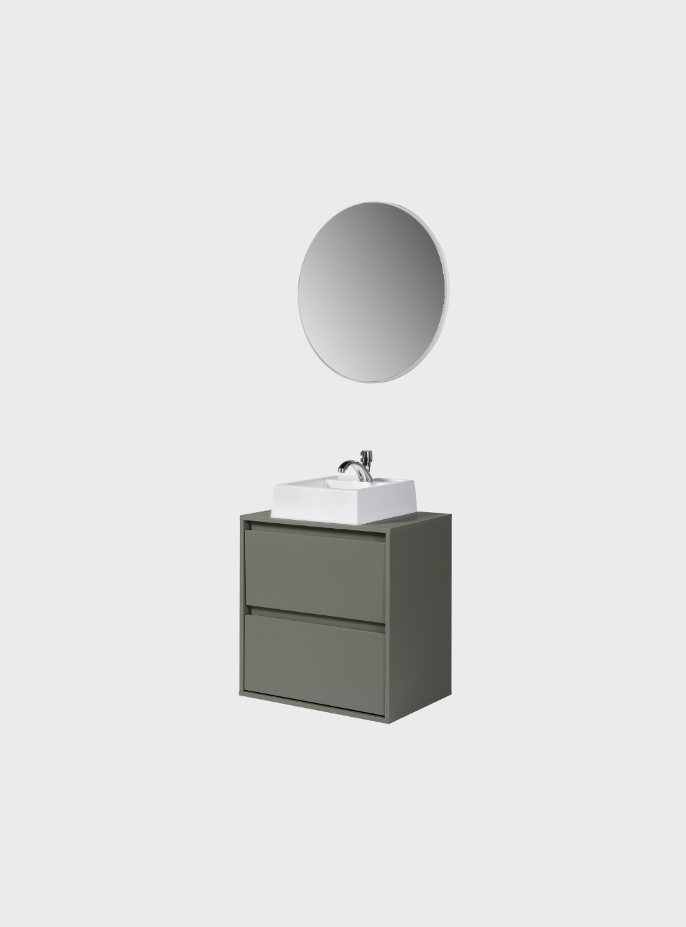 On Móveis Conjuntos de móveis para banheiro Gabinete para Banheiro com Cuba e Espelho Redondo 60cm Mdf Verde Dubai - On Móveis
