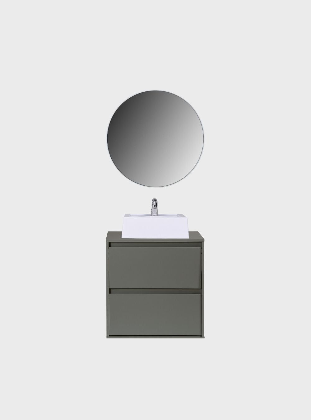 On Móveis Conjuntos de móveis para banheiro Gabinete para Banheiro com Cuba e Espelho Redondo 60cm Mdf Verde Dubai - On Móveis