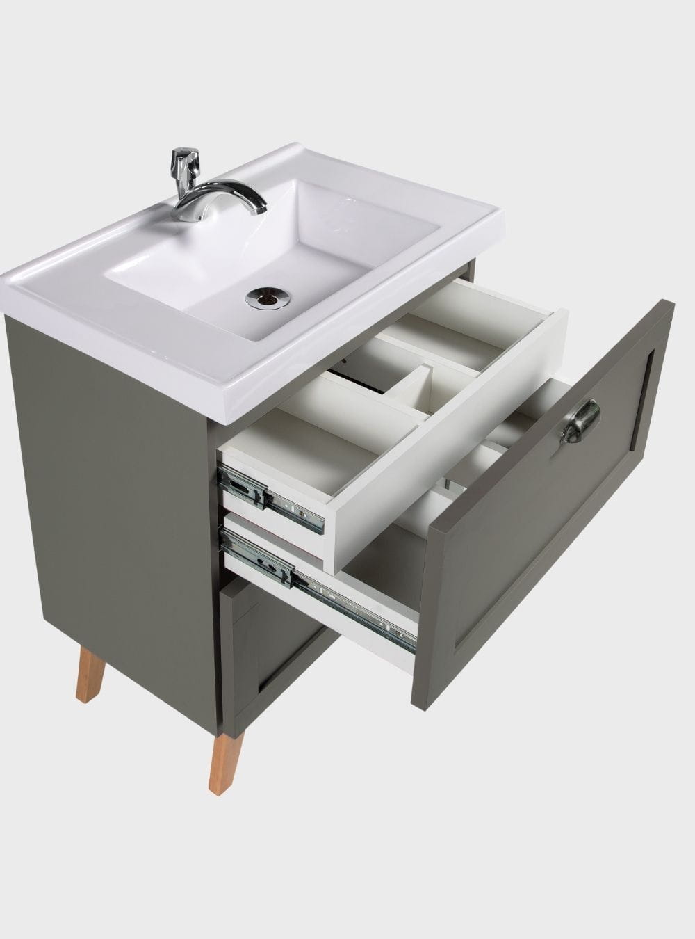 On Móveis Conjuntos de móveis para banheiro Gabinete para Banheiro com Cuba e Espelho Redondo 60cm Retro Mdf Verde Milano - On Móveis