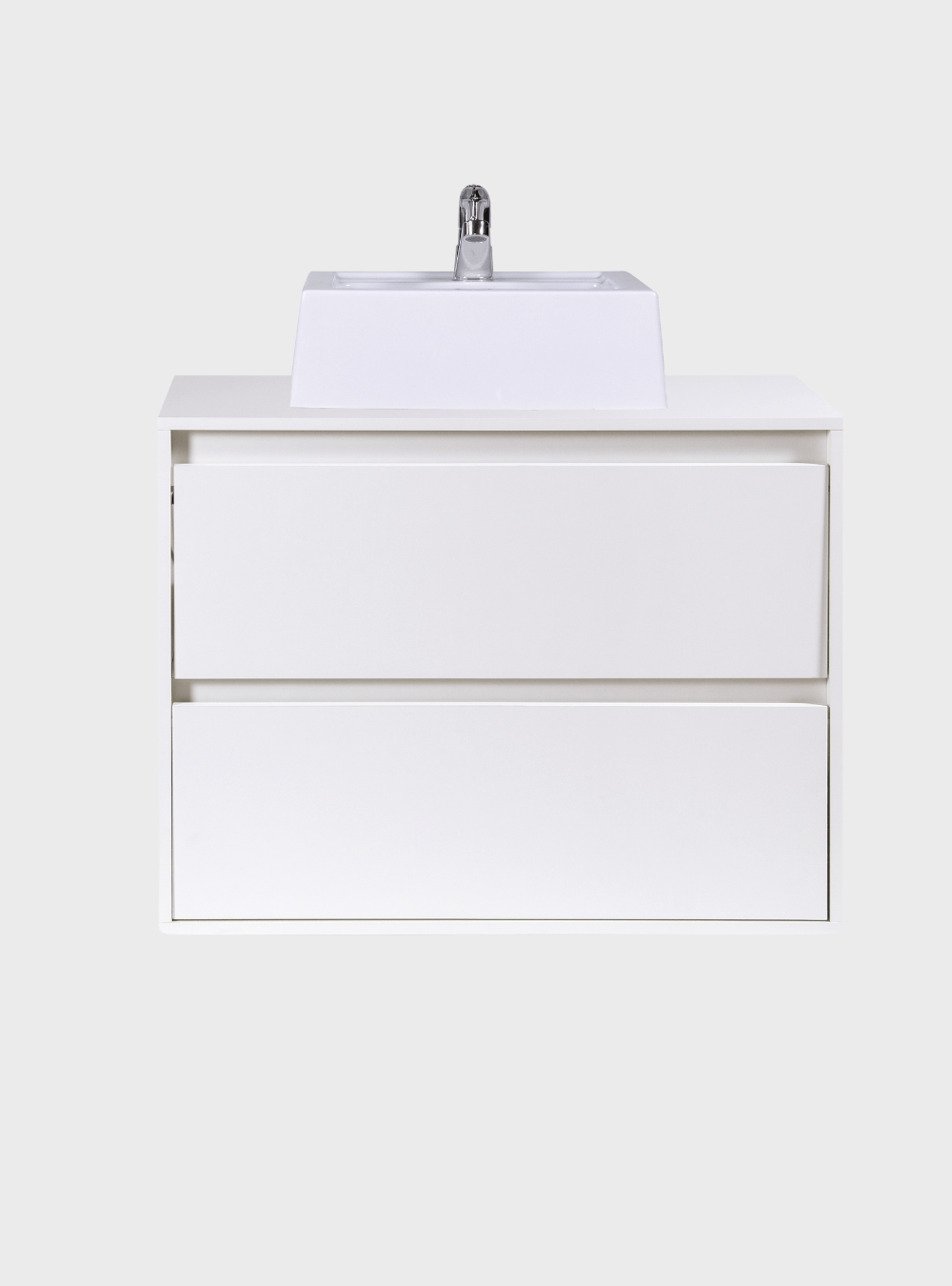 On Móveis Conjuntos de móveis para banheiro Gabinete para Banheiro com Cuba e Espelho Redondo 80cm Mdf Branco Dubai - On Móveis