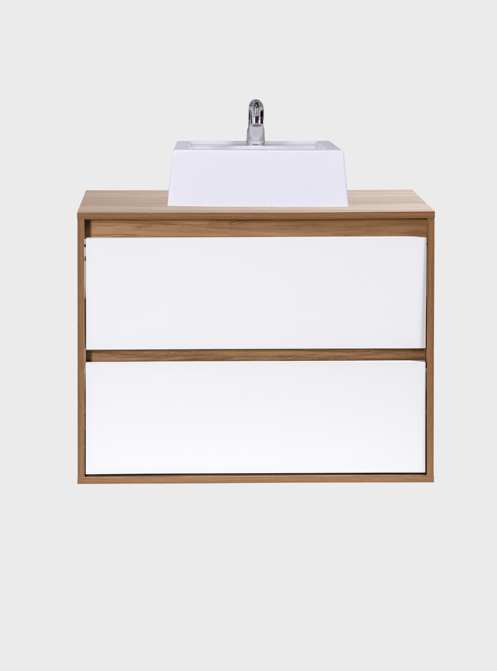 On Móveis Conjuntos de móveis para banheiro Gabinete para Banheiro com Cuba e Espelho Redondo 80cm Mdf Freijo Dubai - On Móveis