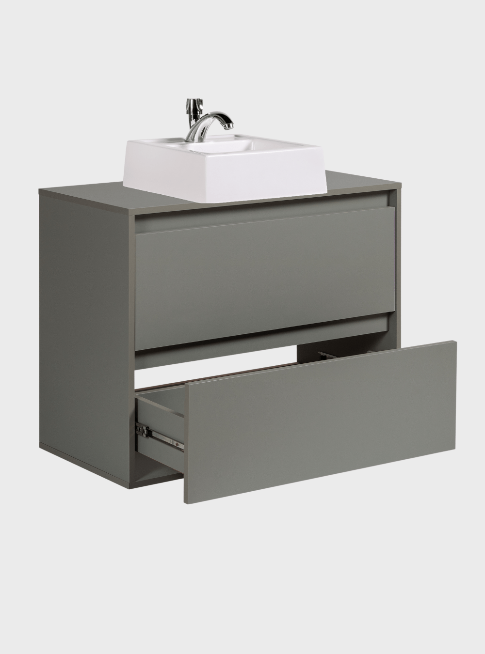 On Móveis Conjuntos de móveis para banheiro Gabinete para Banheiro com Cuba e Espelho Redondo 80cm Mdf Verde Dubai - On Móveis