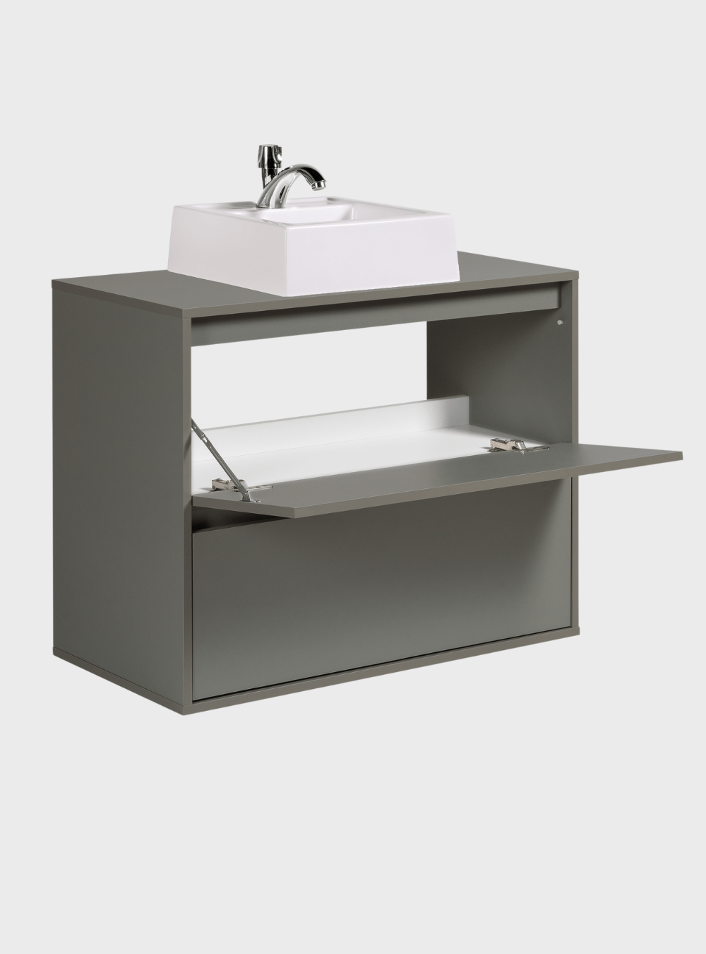 On Móveis Conjuntos de móveis para banheiro Gabinete para Banheiro com Cuba e Espelho Redondo 80cm Mdf Verde Dubai - On Móveis