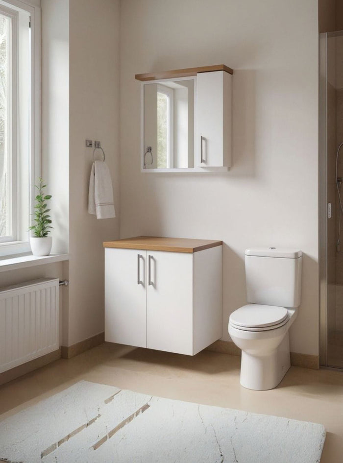 Gabinete para Banheiro com Espelheira 60cm Mdf Freijo Paris - On Móveis