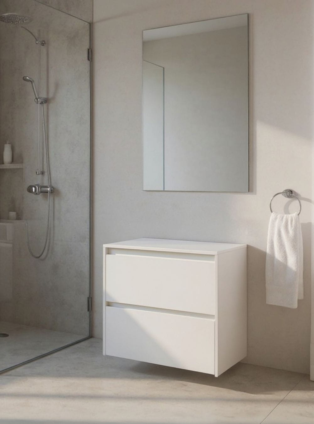 On Móveis Conjuntos de móveis para banheiro Gabinete para Banheiro com Espelho 60cm Mdf Branco Dubai - On Móveis