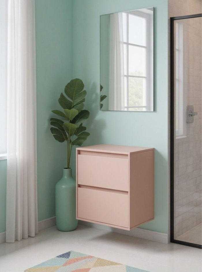Gabinete para Banheiro com Espelho 60cm Mdf Rosa Dubai - On Móveis