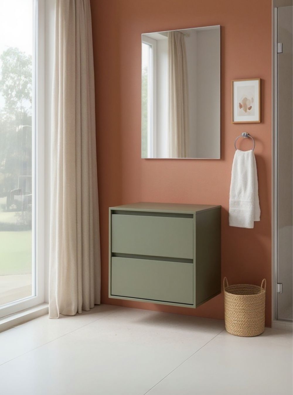 On Móveis Conjuntos de móveis para banheiro Gabinete para Banheiro com Espelho 60cm Mdf Verde Dubai - On Móveis