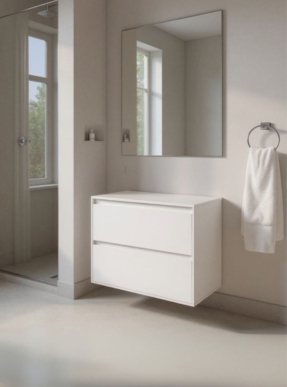 On Móveis Conjuntos de móveis para banheiro Gabinete para Banheiro com Espelho 80cm Mdf Branco Dubai - On Móveis