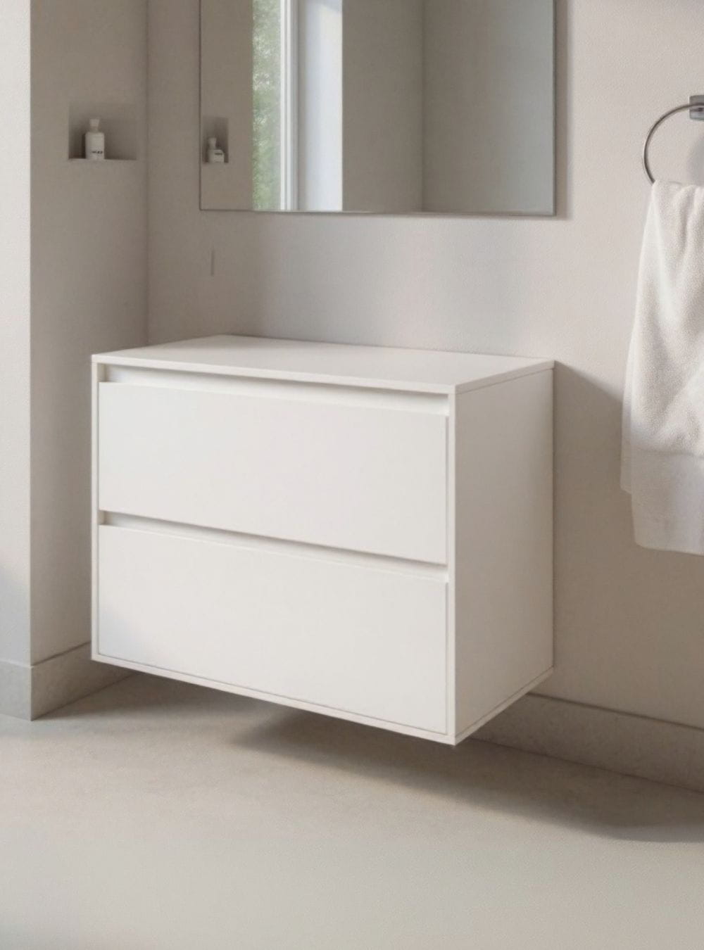 On Móveis Conjuntos de móveis para banheiro Gabinete para Banheiro com Espelho 80cm Mdf Branco Dubai - On Móveis