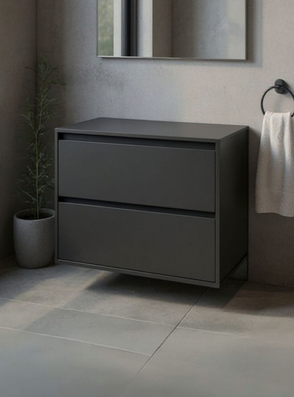 On Móveis Conjuntos de móveis para banheiro Gabinete para Banheiro com Espelho 80cm Mdf Grafite Dubai - On Móveis