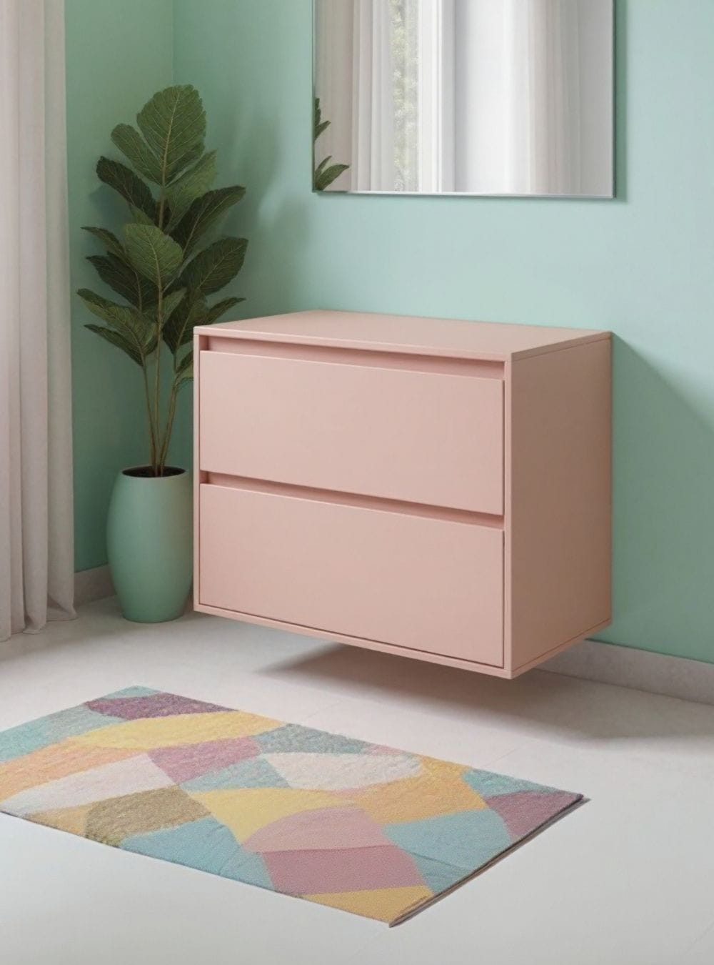 On Móveis Conjuntos de móveis para banheiro Gabinete para Banheiro com Espelho 80cm Mdf Rosa Dubai - On Móveis