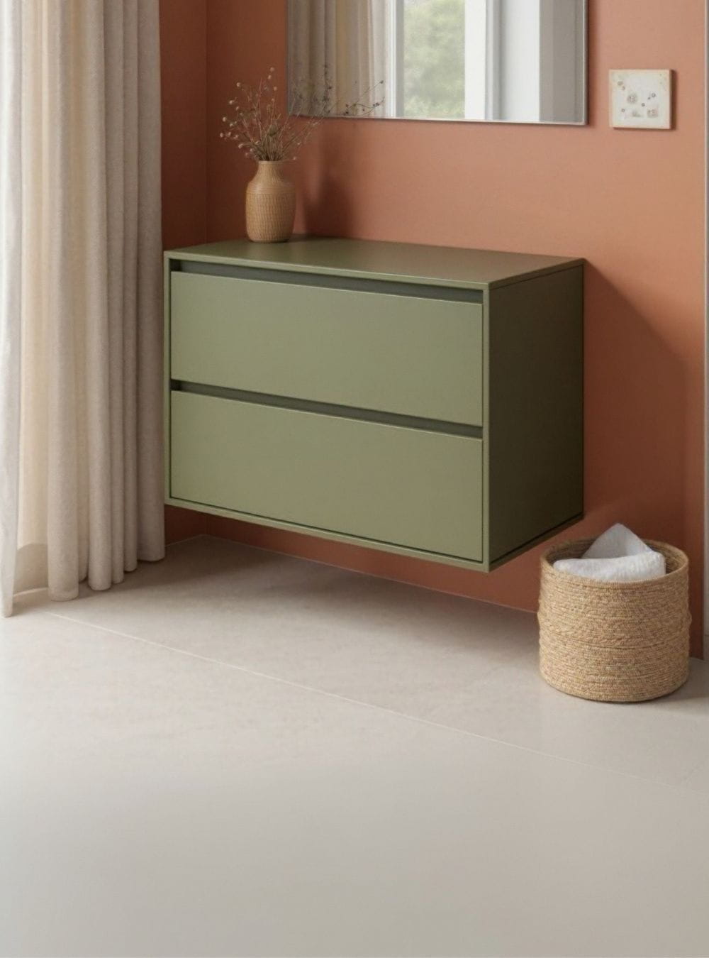 On Móveis Conjuntos de móveis para banheiro Gabinete para Banheiro com Espelho 80cm Mdf Verde Dubai - On Móveis