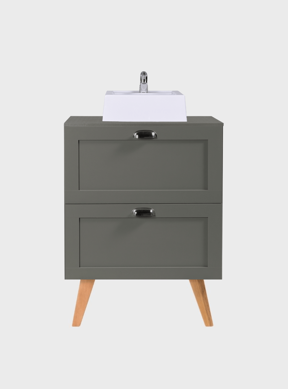 On Móveis Conjuntos de móveis para banheiro Gabinete para Banheiro com Tampo e Cuba 60cm Retro Mdf Verde Milano - On Móveis