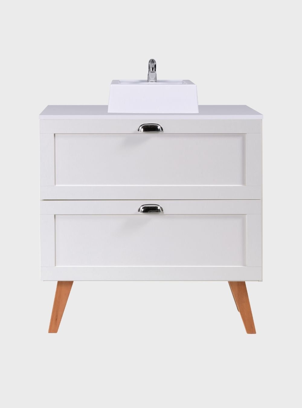 On Móveis Conjuntos de móveis para banheiro Gabinete para Banheiro com Tampo e Cuba 80cm Retro Mdf Branco Milano - On Móveis